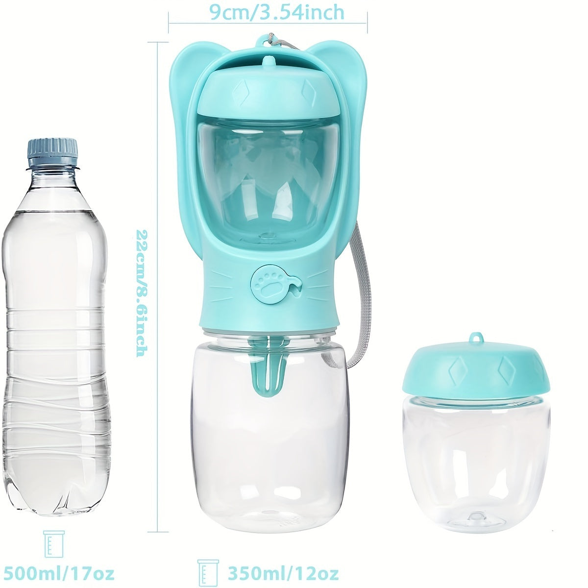 Leak Proof Portable Pet Water Bottle With Food Container