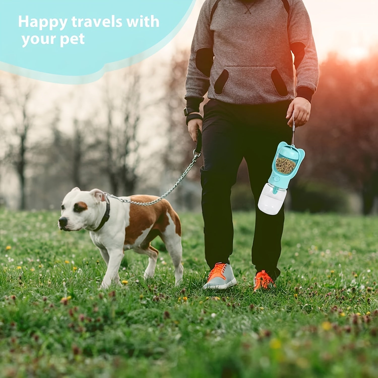 Leak Proof Portable Pet Water Bottle With Food Container